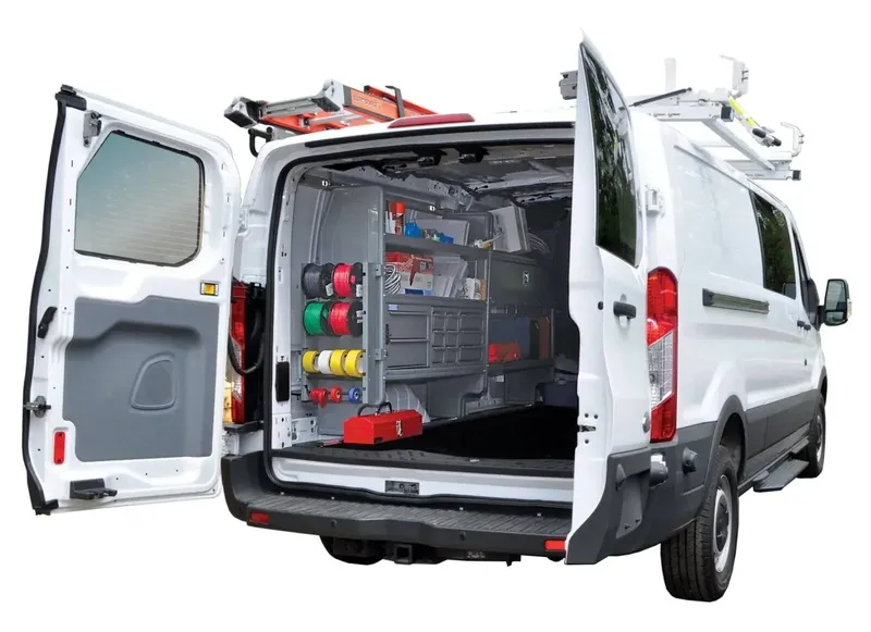 Cargo van interior shelving and storage system